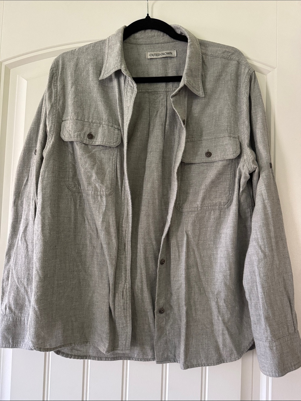 Outerknown Heather Gray Lightweight Button-Up Shirt